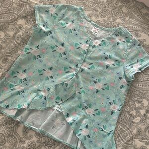 Adorable Kids Floral Blouse in Aqua